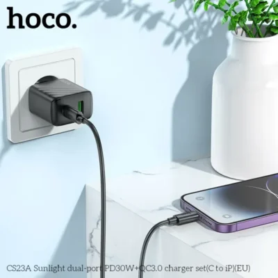 Bộ Sạc Hai Cổng Hoco Sunlight CS23A PD30W + QC3.0 (C to Lightning) – Đẳng Cấp Sạc Nhanh Cho iPhone - Ảnh 6