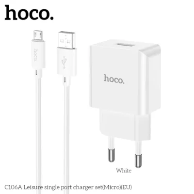 Bộ Sạc Hoco C106A Leisure Micro USB 10.5W Kèm Cáp 1m - Ảnh 2
