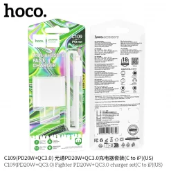 Bộ sạc Hoco C109(PD20W+QC3.0) Fighter PD20W+QC3.0 (C đến iP)(US)