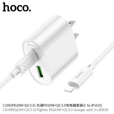 Bộ Sạc Hoco C109 Fighter PD20W + QC3.0 Kèm Cáp Lightning Bộ Sạc Hoco C109 Fighter PD20W + QC3.0 Kèm Cáp Lightning - Ảnh 4