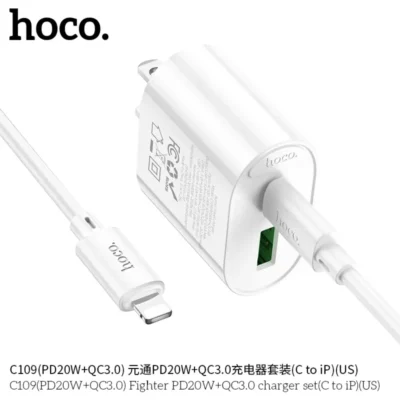 Bộ Sạc Hoco C109 Fighter PD20W + QC3.0 Kèm Cáp Lightning Bộ Sạc Hoco C109 Fighter PD20W + QC3.0 Kèm Cáp Lightning - Ảnh 5