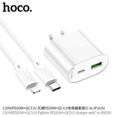 Bộ Sạc Hoco C109 Fighter PD20W + QC3.0 Kèm Cáp Lightning Bộ Sạc Hoco C109 Fighter PD20W + QC3.0 Kèm Cáp Lightning - Ảnh 6