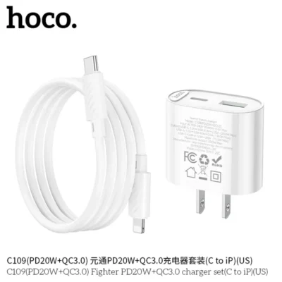 Bộ Sạc Hoco C109 Fighter PD20W + QC3.0 Kèm Cáp Lightning Bộ Sạc Hoco C109 Fighter PD20W + QC3.0 Kèm Cáp Lightning - Ảnh 8