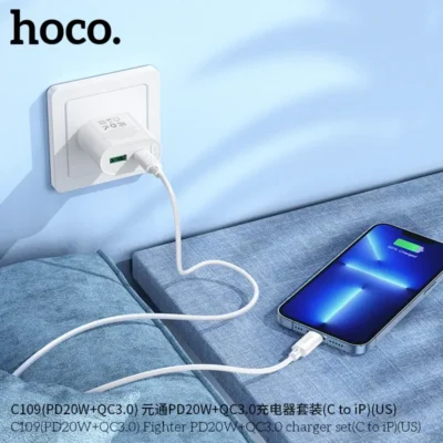 Bộ Sạc Hoco C109 Fighter PD20W + QC3.0 Kèm Cáp Lightning Bộ Sạc Hoco C109 Fighter PD20W + QC3.0 Kèm Cáp Lightning - Ảnh 10