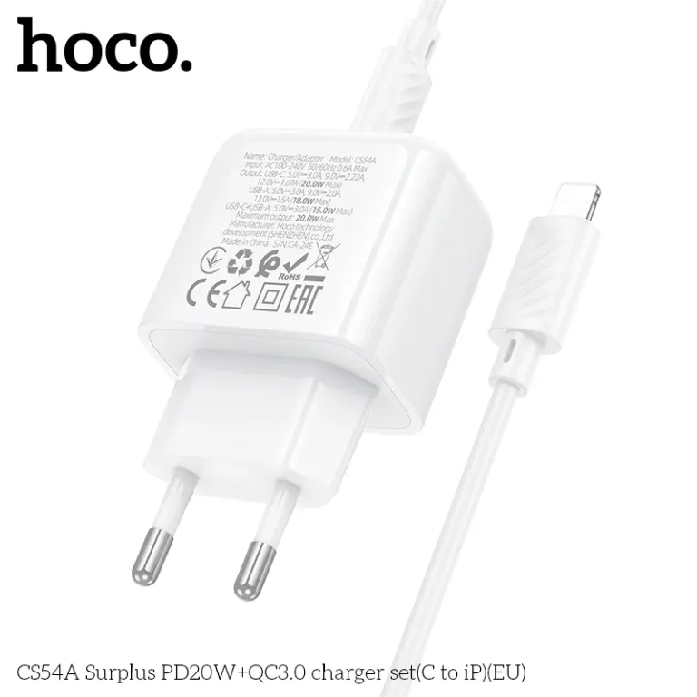Bộ sạc Hoco Surplus PD20W+QC3.0 CS54A (C đến iP) (EU) - Hiệu Suất Kép, Giá Tận Gốc Bộ sạc Hoco Surplus PD20W+QC3.0 CS54A (C đến iP) (EU) - Hiệu Suất Kép, Giá Tận Gốc - Ảnh 7