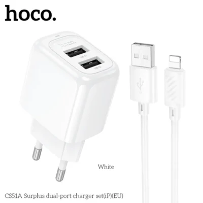 Bộ Sạc Hai Cổng Hoco Surplus CS51A (USB to Lightning) – Sạc Hai Thiết Bị, Tiện Lợi & An Toàn Bộ Sạc Hai Cổng Hoco Surplus CS51A (USB to Lightning) – Sạc Hai Thiết Bị, Tiện Lợi & An Toàn - Ảnh 4