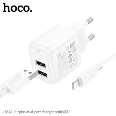 Bộ Sạc Hai Cổng Hoco Surplus CS51A (USB to Lightning) – Sạc Hai Thiết Bị, Tiện Lợi & An Toàn Bộ Sạc Hai Cổng Hoco Surplus CS51A (USB to Lightning) – Sạc Hai Thiết Bị, Tiện Lợi & An Toàn - Ảnh 5