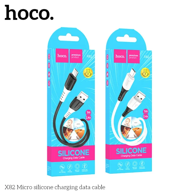 Cáp dữ liệu sạc silicon Hoco X82 Micro 1M, 2.4A