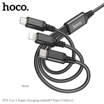 Cáp sạc siêu tốc 3 trong 1 Hoco X76 iP+Type-C+Micro 1M , 2A - Ảnh 9