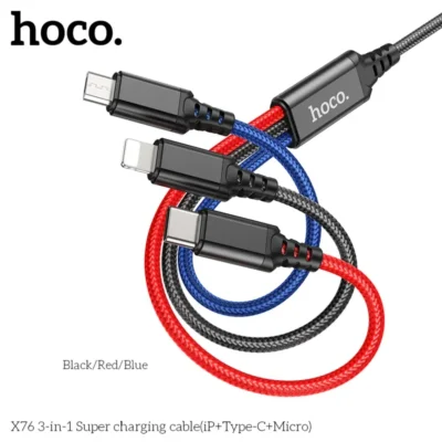 Cáp sạc siêu tốc 3 trong 1 Hoco X76 iP+Type-C+Micro 1M , 2A - Ảnh 10