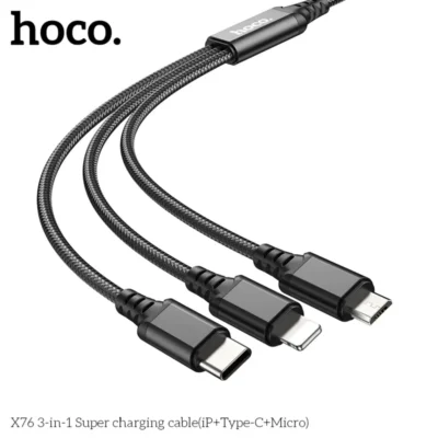 Cáp sạc siêu tốc 3 trong 1 Hoco X76 iP+Type-C+Micro 1M , 2A - Ảnh 11