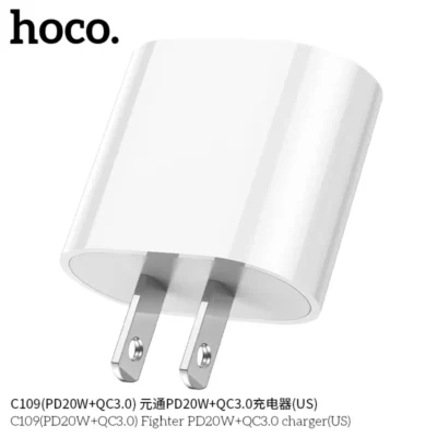 Cốc Sạc Hoco C109 Fighter PD20W + QC3.0 (US) – Sạc Nhanh 2 Cổng - Ảnh 4