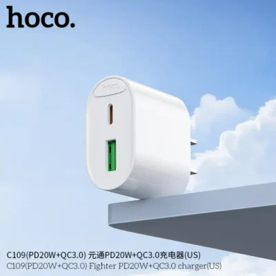 Cốc Sạc Hoco C109 Fighter PD20W + QC3.0 (US) – Sạc Nhanh 2 Cổng - Ảnh 7