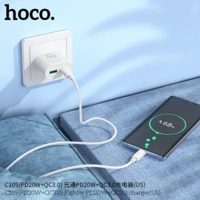 Cốc Sạc Hoco C109 Fighter PD20W + QC3.0 (US) – Sạc Nhanh 2 Cổng - Ảnh 8
