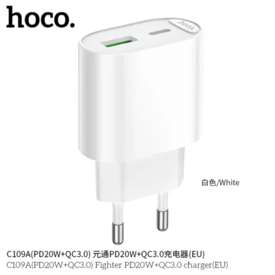 Cốc Sạc Hoco C109 Fighter PD20W + QC3.0 (US) – Sạc Nhanh 2 Cổng - Ảnh 9
