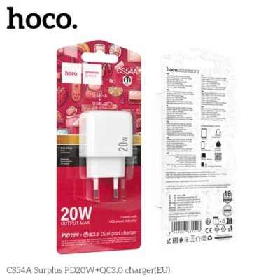 Cốc sạc Hoco Surplus PD20W+QC3.0 CS54A (EU)