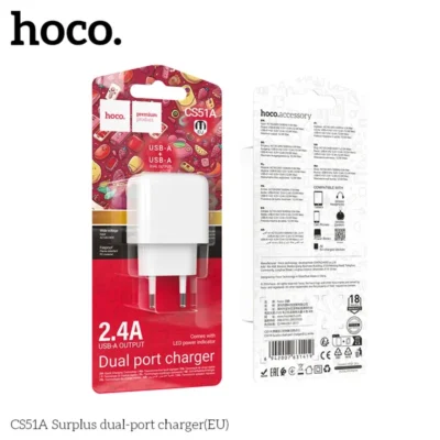 Cốc sạc Hoco hai cổng Surplus CS51A (EU)