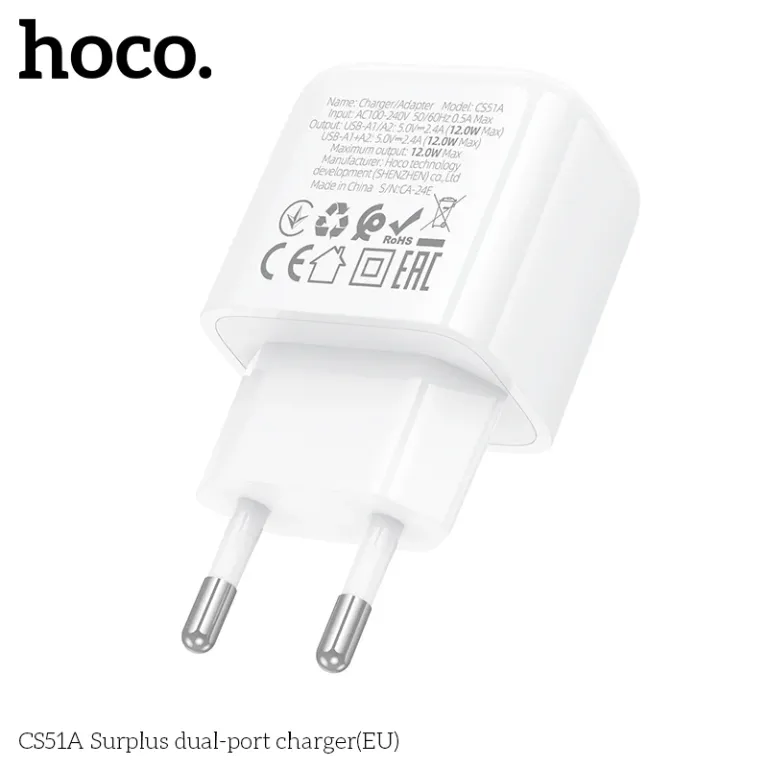 Cốc Sạc Hai Cổng Hoco Surplus CS51A (EU) – Giải Pháp Sạc Đôi Tiện Lợi Cốc Sạc Hai Cổng Hoco Surplus CS51A (EU) – Giải Pháp Sạc Đôi Tiện Lợi - Ảnh 7