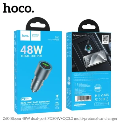 Cốc sạc xe hơi Hoco Z60 Bloom 48W cổng kép PD30W+QC3.0