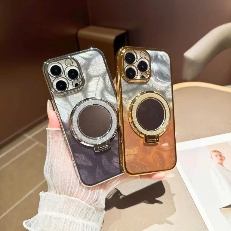 Ốp Lưng Lông Vũ Gắn iRing Tròn - Ảnh 4