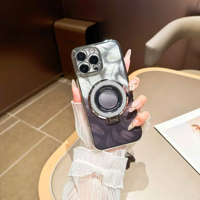 Ốp Lưng Lông Vũ Gắn iRing Tròn - Ảnh 5