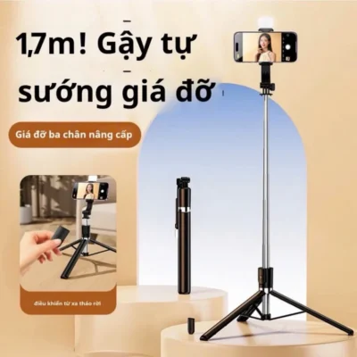Gậy Chụp Ảnh R1S-L 3 Chân Có Đèn LED, Remote Bluetooth Gậy Chụp Ảnh R1S-L 3 Chân Có Đèn LED, Remote Bluetooth - Ảnh 3