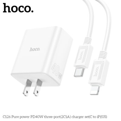 Bộ sạc HOCO C126A PURE POWER 3 CỔNG PD40W(2C1A) (EU) - Ảnh 5