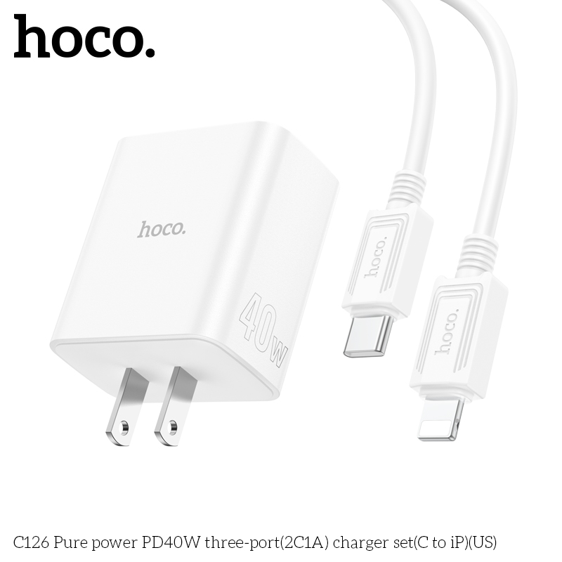 Bộ sạc HOCO C126A PURE POWER 3 CỔNG PD40W(2C1A) (EU) - Ảnh 5