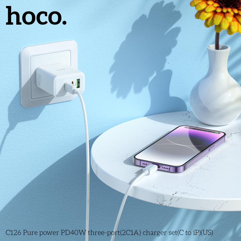 Bộ sạc HOCO C126A PURE POWER 3 CỔNG PD40W(2C1A) (EU) - Ảnh 6