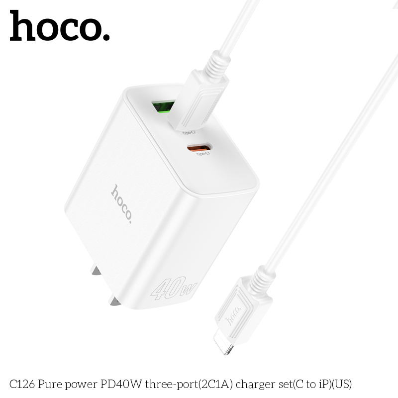 Bộ sạc HOCO C126A PURE POWER 3 CỔNG PD40W(2C1A) (EU) - Ảnh 7