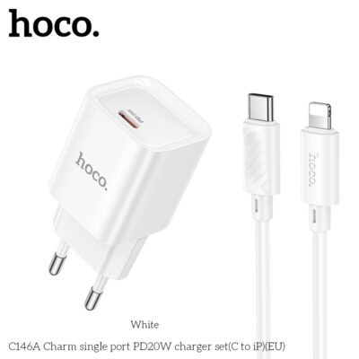 Bộ sạc HOCO C146A Charm cổng đơn PD20W (C đến iP) (EU) Bộ sạc HOCO C146A Charm cổng đơn PD20W (C đến iP) (EU) - Ảnh 2