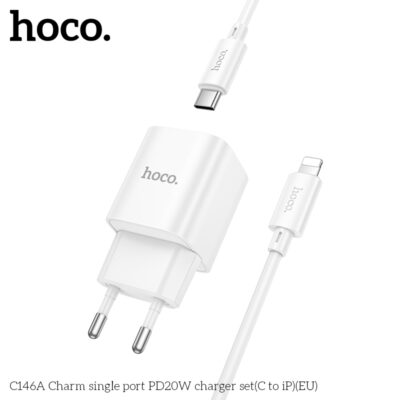 Bộ sạc HOCO C146A Charm cổng đơn PD20W (C đến iP) (EU) Bộ sạc HOCO C146A Charm cổng đơn PD20W (C đến iP) (EU) - Ảnh 4