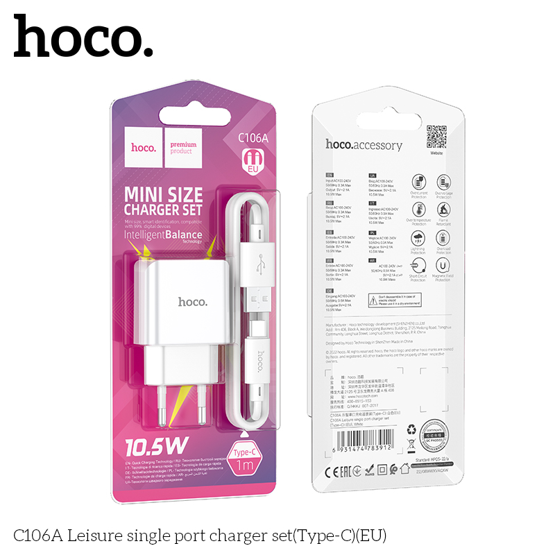 Bộ sạc Hoco C140A Lightning (EU)