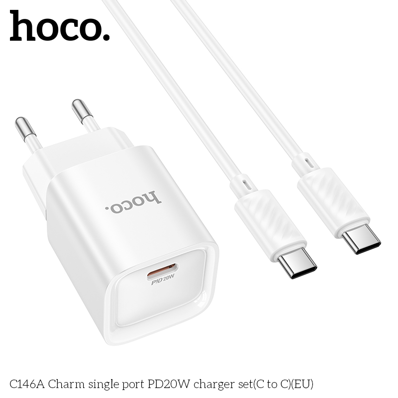Bộ sạc Hoco C146A Charm cổng đơn PD20W (C đến C) (EU) - Ảnh 3
