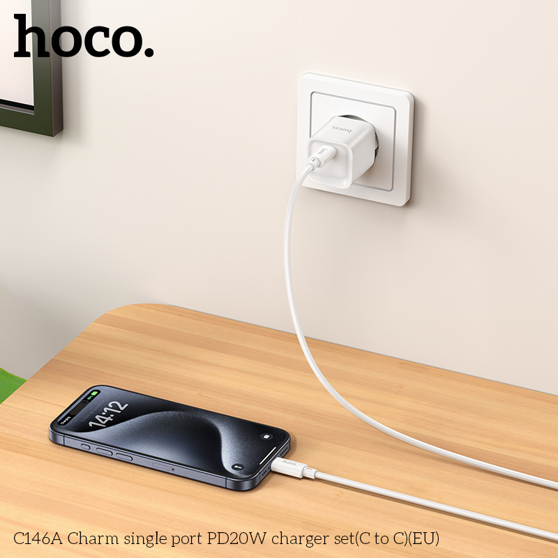 Bộ sạc Hoco C146A Charm cổng đơn PD20W (C đến C) (EU) - Ảnh 8