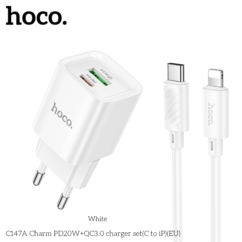 Bộ sạc Hoco C147A Charm PD20W+QC3.0 (C đến iP) (EU) - Ảnh 2