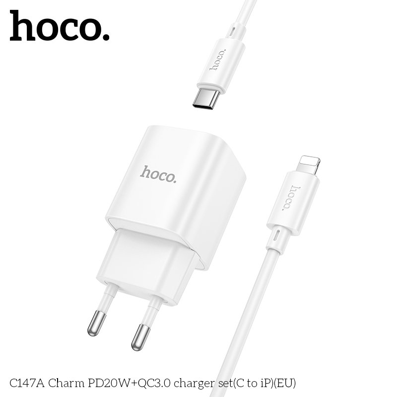 Bộ sạc Hoco C147A Charm PD20W+QC3.0 (C đến iP) (EU) - Ảnh 4