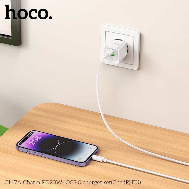 Bộ sạc Hoco C147A Charm PD20W+QC3.0 (C đến iP) (EU) - Ảnh 8