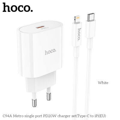 Bộ sạc Hoco C94A Metro single port PD20W Type-C to iP - Ảnh 2
