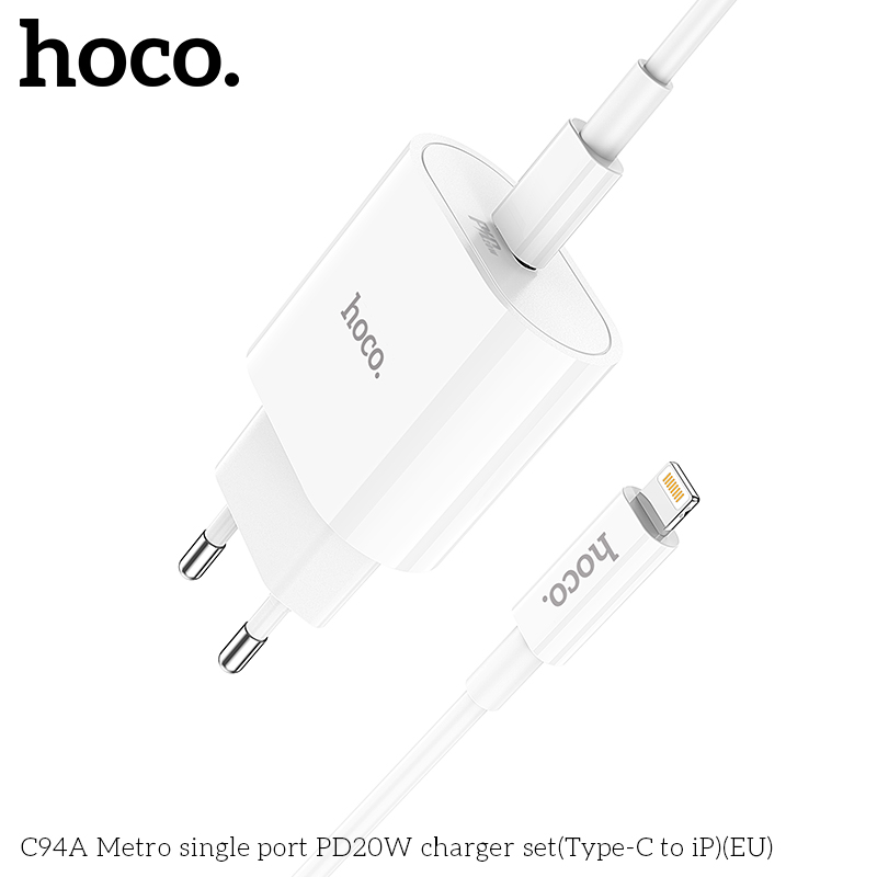 Bộ sạc Hoco C94A Metro single port PD20W Type-C to iP - Ảnh 3