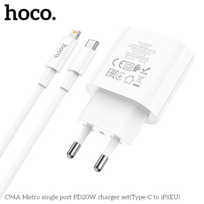 Bộ sạc Hoco C94A Metro single port PD20W Type-C to iP - Ảnh 6
