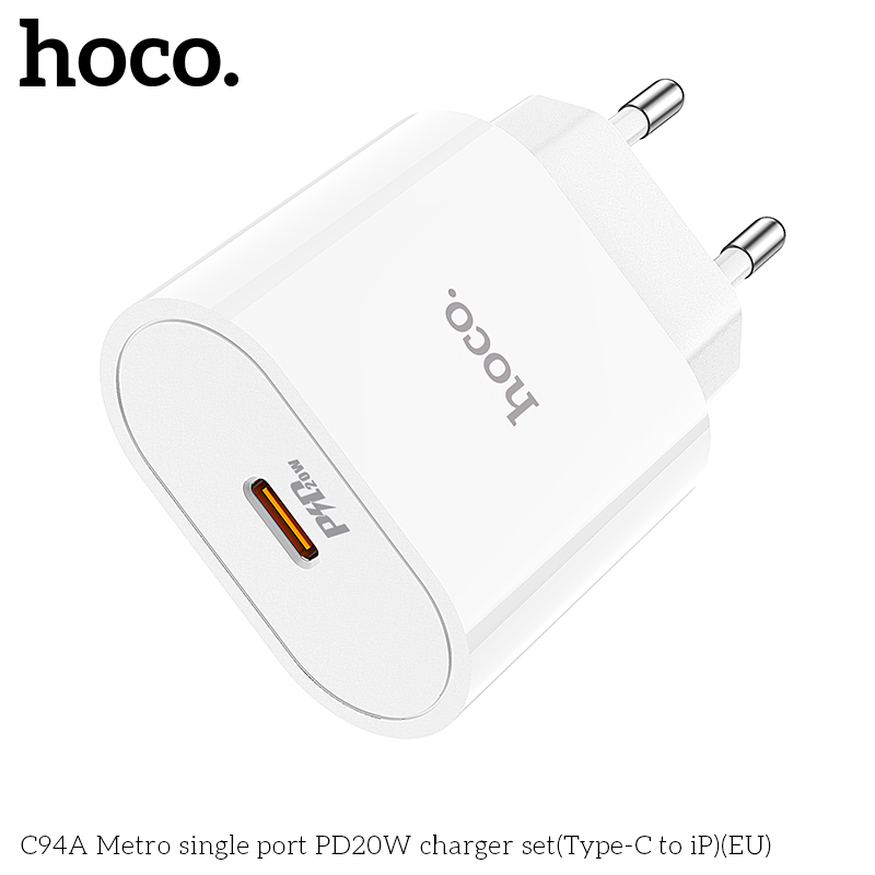 Bộ sạc Hoco C94A Metro single port PD20W Type-C to iP - Ảnh 7