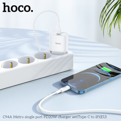 Bộ sạc Hoco C94A Metro single port PD20W Type-C to iP - Ảnh 9
