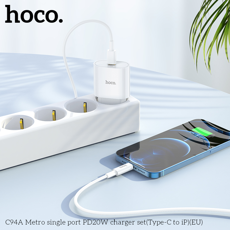 Bộ sạc Hoco C94A Metro single port PD20W Type-C to iP - Ảnh 9