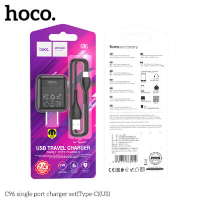 Bộ Sạc Hoco C96 Type-C Chân US 5V/2.1A Kèm Cáp 1m Bộ Sạc Hoco C96 Type-C Chân US 5V/2.1A Kèm Cáp 1m - Ảnh 11