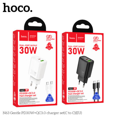 Bộ sạc Hoco N63 Gentle PD30W+QC3.0(C đến C)(EU)