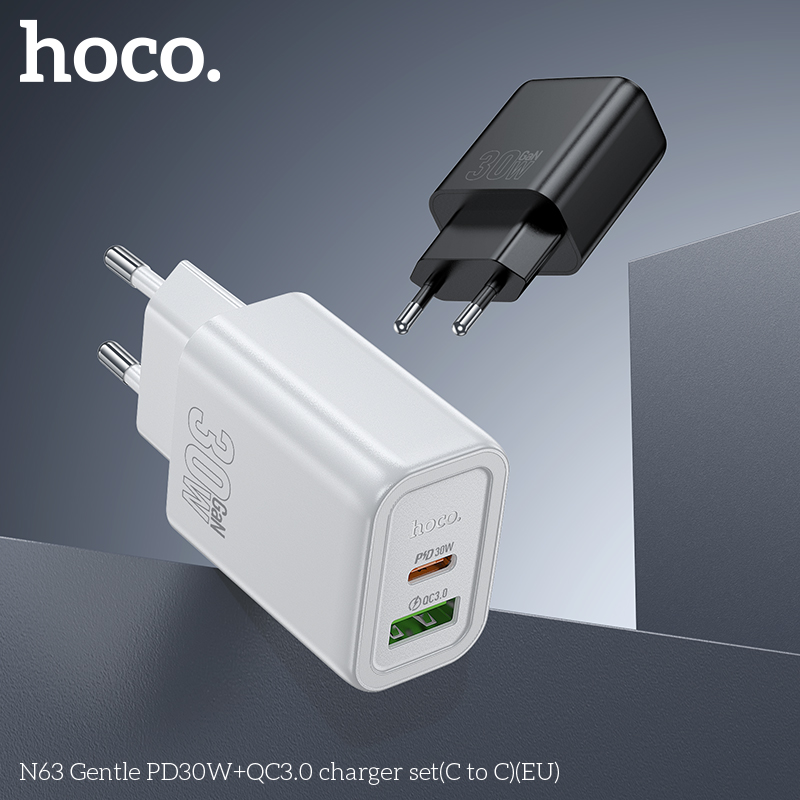 Bộ sạc Hoco N63 Gentle PD30W+QC3.0(C đến C)(EU) - Ảnh 4
