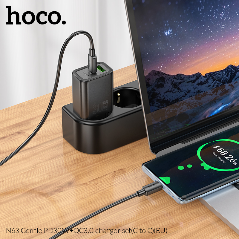 Bộ sạc Hoco N63 Gentle PD30W+QC3.0(C đến C)(EU) - Ảnh 5