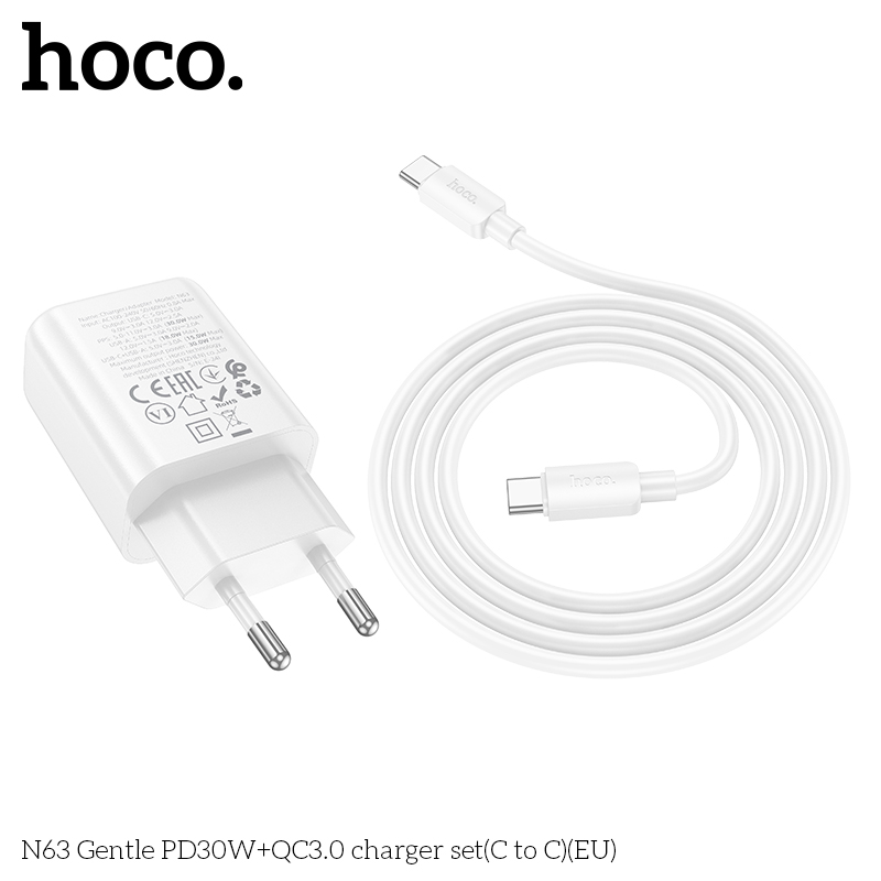 Bộ sạc Hoco N63 Gentle PD30W+QC3.0(C đến C)(EU) - Ảnh 6