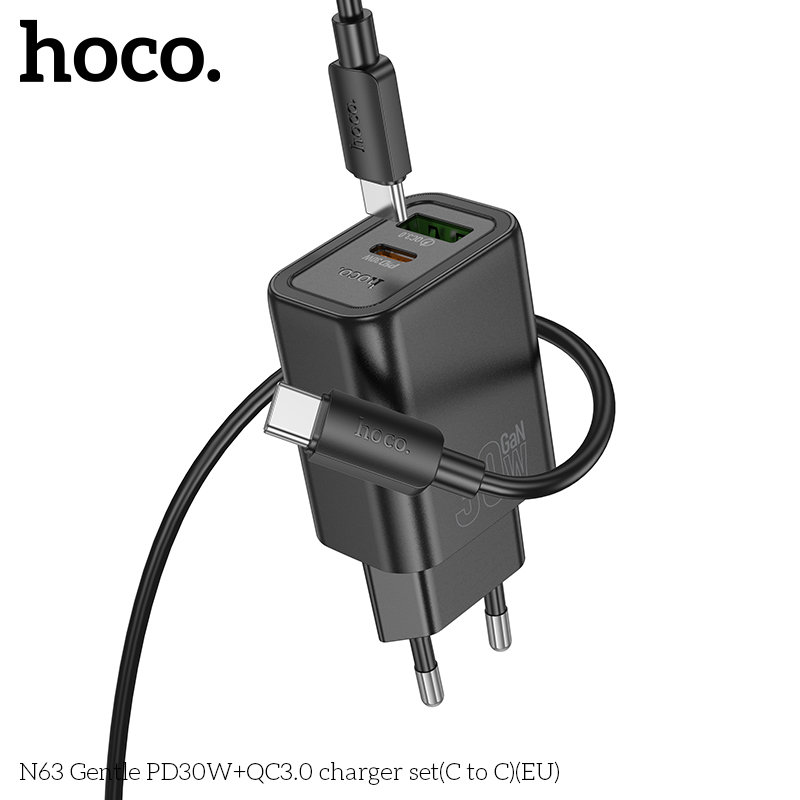 Bộ sạc Hoco N63 Gentle PD30W+QC3.0(C đến C)(EU) - Ảnh 7